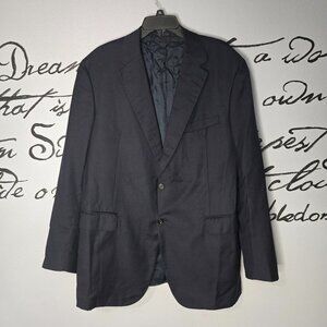 Vintage Oxxford Clothes Navy Superfine Merin 2 Button Suit Jacket Sport Coat